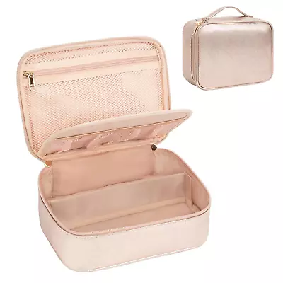 Travel Chic Rose Gold Makeup Organizer Portable Bag With Dividers & Brush Slots • $12.99