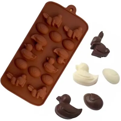 Easter Egg Bunny Chocolate Silicone Mold DIY Baking Biscuit Wax Melt Soap Mould • £3.15