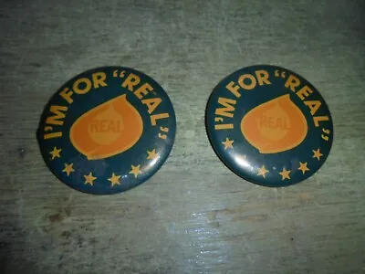 2 Vintage I'm For REAL Cheese Dairy Button Pinback Pin • $9.99