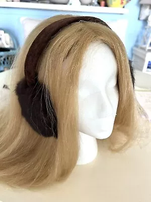 REAL Brown Rabbit Fur Earmuffs With Velvet Band Winter Ear Warmers Foldable • $16.99