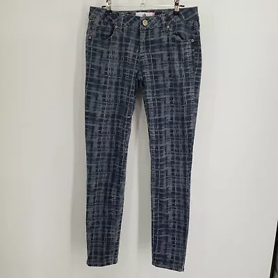 Cabi Grid Print Skinny Jeans Womens Size 4 Blue Stretchy Denim Style 3047 • $29.99