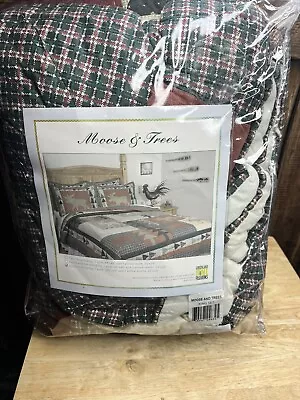 Greenland Home Fashions King Comforter And 2 Pillow Shams Moose And Trees • $41.95