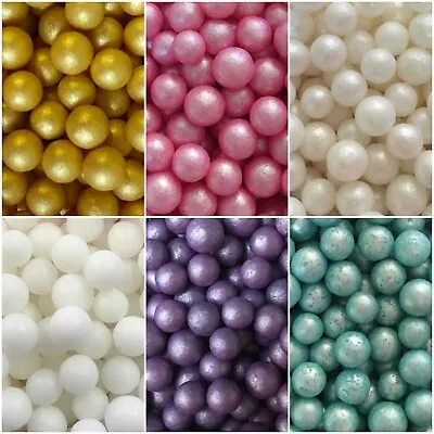 Edible 6-7mm Pearls Balls Cupcake Sprinkles Cake Toppers Decoration Wedding Baby • £2.35