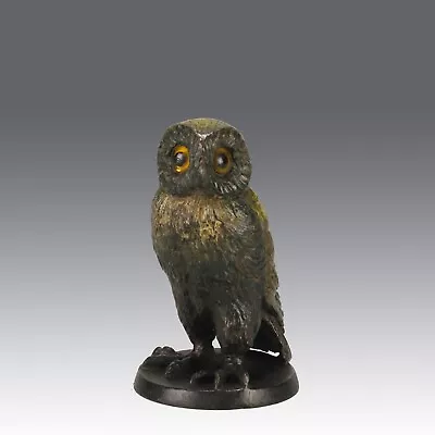  Early 20th Century Austrian Cold-Painted Bronze  Owl  Circa 1900 • £550