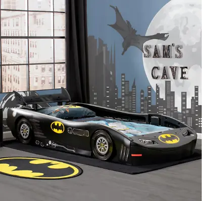 Batman Twin Bed Batmobile Kids Car Furniture Child Racing Wheels Sport Guardrail • $399.99