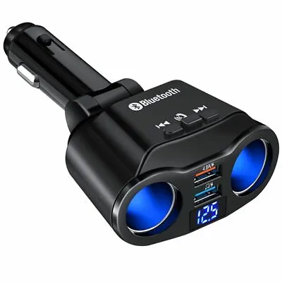 FM Transmitter Bluetooth Car Cigarette Lighter Socket Dual USB Charger Adapter • $15.38