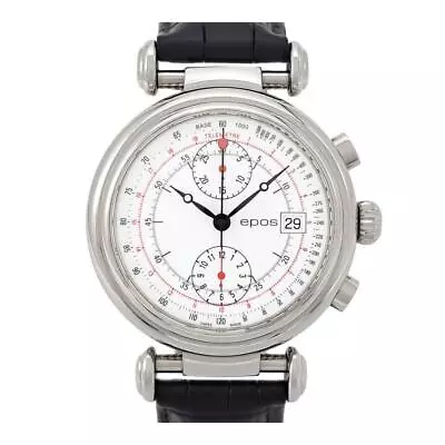 EPOS Telemeter Chronograph 3364 Automatic White Dial Stainless Mens Watch • $1140