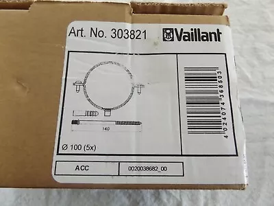 NEW VAILLANT 303821 Box Of 5 X 100mm Flue Wall Fixing Kit / Brackets White • £11.99