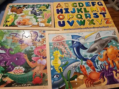 Wood Puzzle Lot With Melissa & Doug Puzzles Plus More Blaze Mermaid Alphabets • $25.99