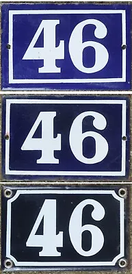 Old Vintage Blue French House Number 46 Door Gate Plate Steel Enamel Plaque Sign • $66