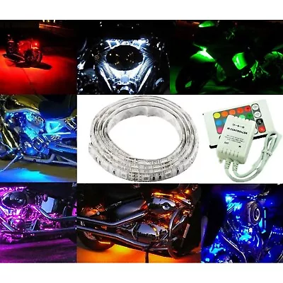 6Ft 12V Motorcycle RGB LED Under Glow Frame Engine Motor Light Strip Controller • $24.95