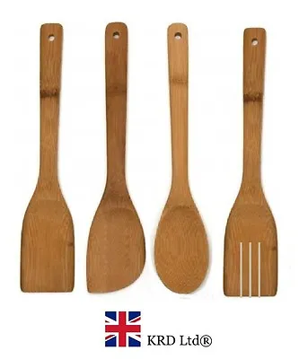 £3.29 • Buy 4 X  Wooden SPOONS Spatula Spoon Kitchen Cooking Utensils Tools Turner Set