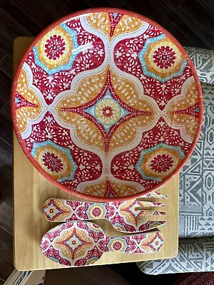 Better Homes & Gardens Melamine 3-piece Serving Set Multi Pattern Salad Bowl • $10