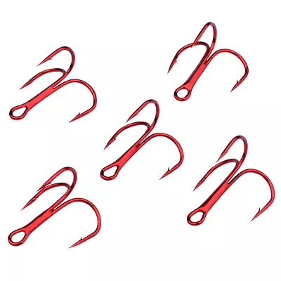 25 Or 50pcs Treble Hooks~Red Finish~High Carbon Steel~Choose Size~FREE Shipping • $11.34