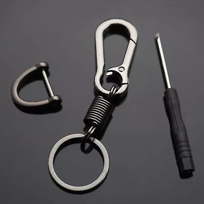 Men & Women Gun Metal Black Keychain Carabiner Clip Bag Belt Ring Key Fob Holder • $6.99