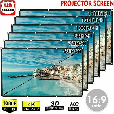 $25.99 • Buy Foldable Projector Screen 16:9 HD  Outdoor Home Cinema Theater 3D Movie Portable