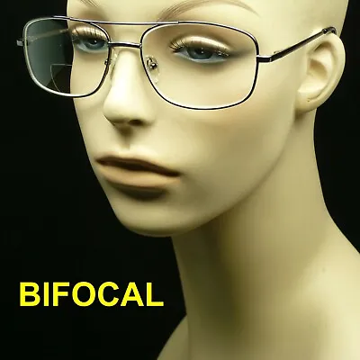 Bifocal Reading Glasses Large Lens Pilot Spring Temple Hinge Metal New Men Women • $7.99