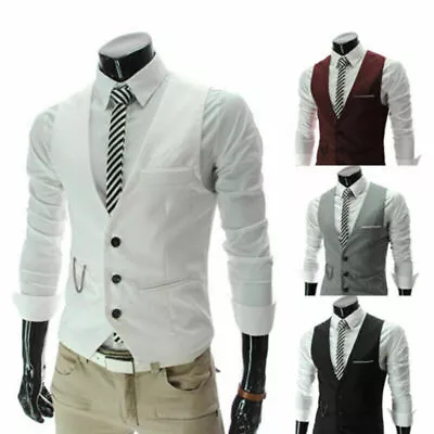 Peaky Blinders Mens Waistcoat Formal Wedding Suit Vest Slim Business Casual Vest • £11.39