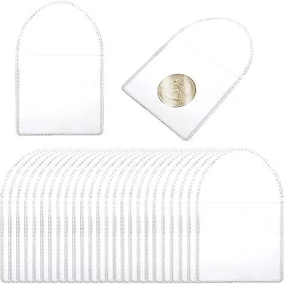 Cobee 50 Pcs Pocket Coin Sleeves Holders2 Inch Plastic Pocket Coin Flips Clear • £7.85