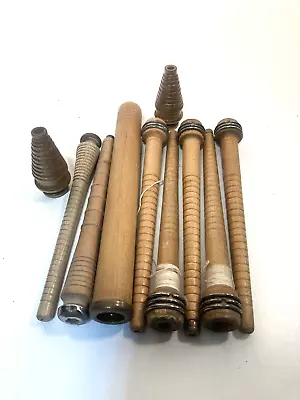Wood Bobbins Spools Industrial Style 3 -9.75   Wooden Quills Mixed Lot-10 • $20