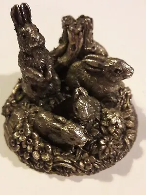 Sterling Silver 925 Filled Miniature Group Of Rabbits Ex Condition • £90