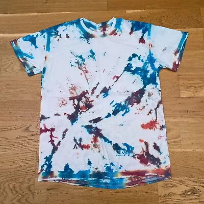 Vintage Hand Made Tie Dye T Shirt M Acid Wash Multicolour Festival Hippy 90s Y2K • £6.29