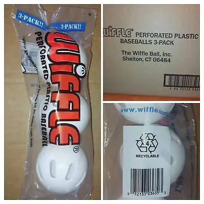 3 Pack Official Wiffle Balls Plastic White 9In Standard Baseball From Fresh Case • $12.99