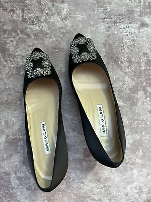 Manolo Blahnik Hangisi 37.5 Black • $650