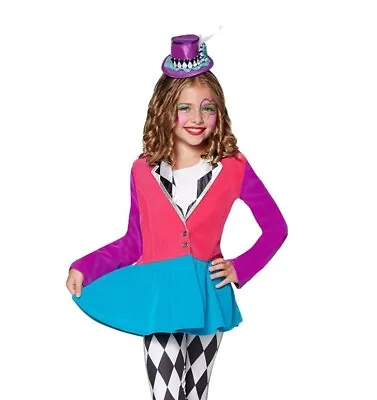 Alice In Wonderland Kids Mad Hatter Velvet Jacket Halloween Costume Small #5308 • $17.99
