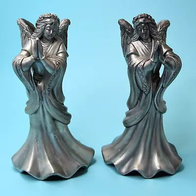 Matching PAIR P{ewter Angel Candlestick Holders  6.5  • $49