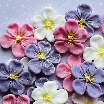 30 Edible Mixed Blossoms/flowersfondant Cupcake Toppersweddingbirthday • £5.95