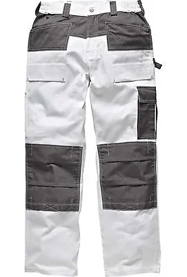 Mens Dickies Trouser Knee Pad Pockets Painters Decorators WD4930 White 30-44'' • £39.95