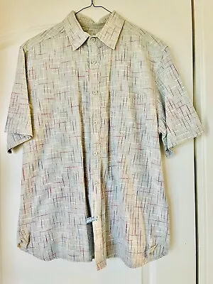 Mossimo Supply Co Mens Size Large Short Sleeve Button Up Grey W/Colorful Plaid • $9.99