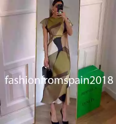 Zara New Woman Printed Satin Midi Dress Knot Xs-l 2454/163 • $74.77