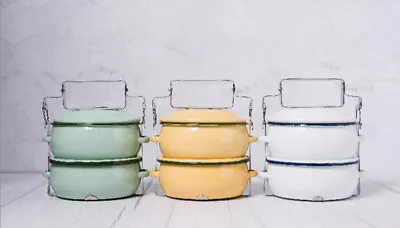 Thai Traditional Enamelware Tiffin Lunch Box Food Container Pinto Bento 5  SizeM • $60