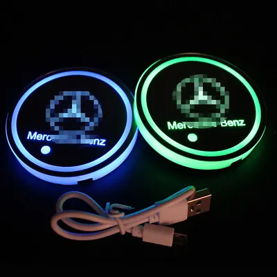 2Pcs X 7 Color Changing LED Cup Pad Car Holder Mat Coaster Pad For Mercedes-Benz • $14.59