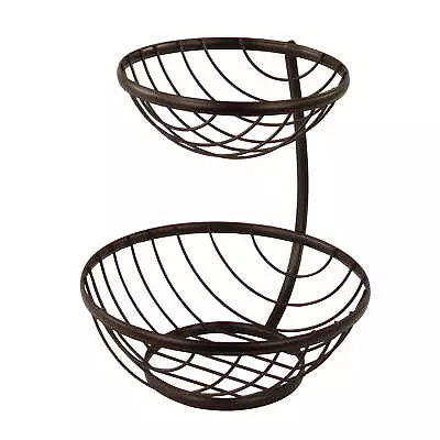 Ashley Steel 2-Tier Countertop Wire Arched Serving Fruit Bowl Basket Bronze • $26.48