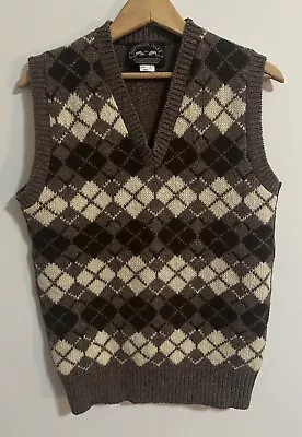 Northern Isles Sweater Vest Vintage Size S Argyle Plaid 1980s/ 1970s Wool • $35