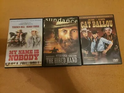 Lot Of 3 Fonda Western DvdsCAT BALLOU Jane HIRED HAND Peter NAME NOBODY Henry • $12