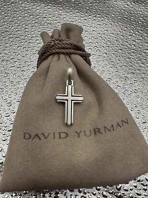 David Yurman Sterling Silver Deco Cross Enhancer Amulet Pendant 17mm • $200