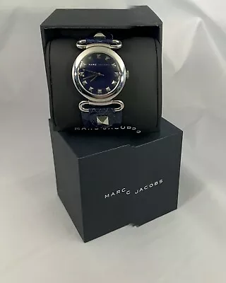 Marc Jacobs Water Resistant Wide Band Navy Silver-tone Watch With Box • $89