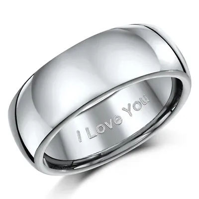 Titanium Wedding Engagement Ring Engraved ''I Love You'' 8mm Band Mens/Ladies  • $22.35