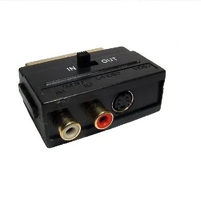 £2.99 • Buy SCART To Twin Phono + SVHS Adapter With In/Out Switch RCA S-Video GOLD