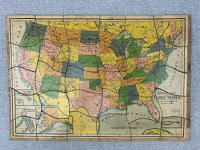 Antique Milton Bradley Wooden Puzzle United States Outline Map - Complete • $40