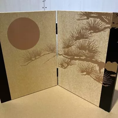 Japanese BYOBU Traditional Folding Screen Gold Panel Pine Tree Moon H9.4  *253 • £126