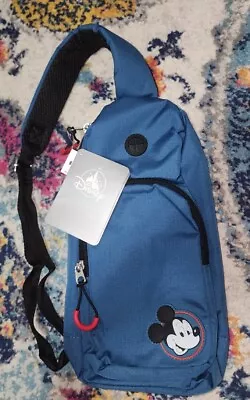 NEW 2024 Disney Parks Mickey Mouse Sling Shoulder Crossbody Bag Blue NWT • $40