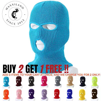 Beanie Hat Winter Ski Mask 3 Hole Knitted Skull Balaclava Men Outdoor Sports Cap • $7.94