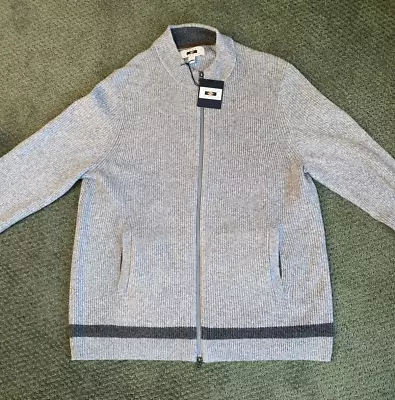 NWT Joseph Abboud Men’s Full Zip Knit Sweater W/ Pockets Gray Cardigan Sz Large • $10.99