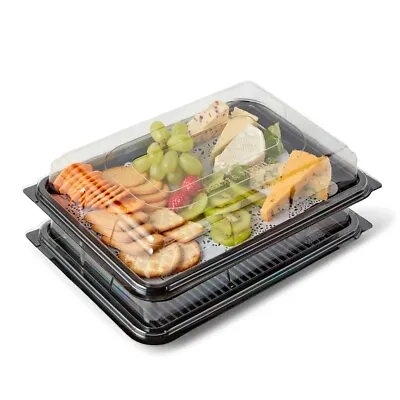 £13.61 • Buy 5X Sandwich Platters Trays Plastic MINI + Lids For Party Food Cake Buffet Caters