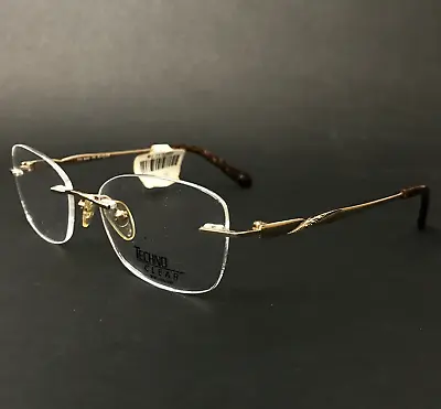 Technolite Clear Eyeglasses Frames TFD 6002 YG Yellow Gold Crystals 52-17-135 • $44.99
